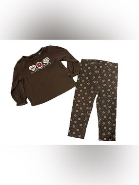Gymboree Alpine Sweetie 2 Piece Outfit Top 18-24M Leggings 2T Hearts Long Sleeve
